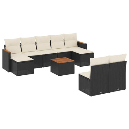 10-tlg. Garten-Sofagarnitur mit Kissen Schwarz Poly Rattan - Pazzar.ch