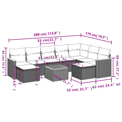 10-tlg. Garten-Sofagarnitur mit Kissen Schwarz Poly Rattan - Pazzar.ch