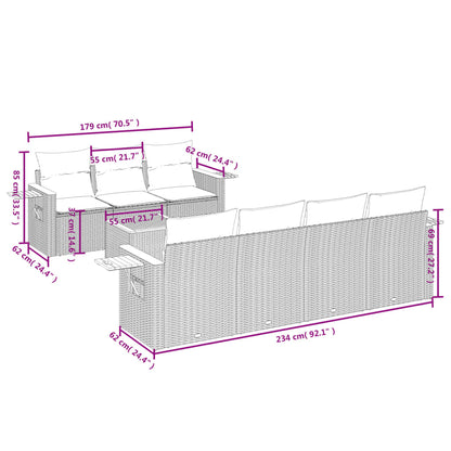 8-tlg. Garten-Sofagarnitur mit Kissen Grau Poly Rattan - Pazzar.ch
