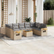 10-tlg. Garten-Sofagarnitur mit Kissen Beige Poly Rattan