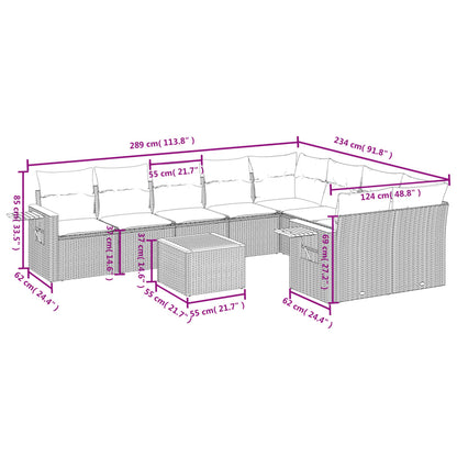 10-tlg. Garten-Sofagarnitur mit Kissen Grau Poly Rattan - Pazzar.ch