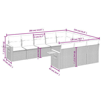 10-tlg. Garten-Sofagarnitur mit Kissen Schwarz Poly Rattan - Pazzar.ch