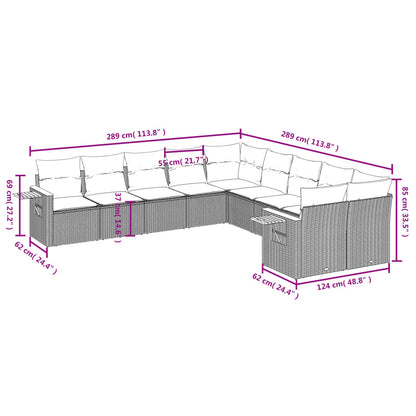 10-tlg. Garten-Sofagarnitur mit Kissen Beige Poly Rattan - Pazzar.ch