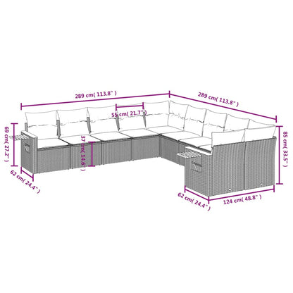 10-tlg. Garten-Sofagarnitur mit Kissen Grau Poly Rattan - Pazzar.ch