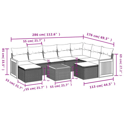 10-tlg. Garten-Sofagarnitur mit Kissen Grau Poly Rattan - Pazzar.ch