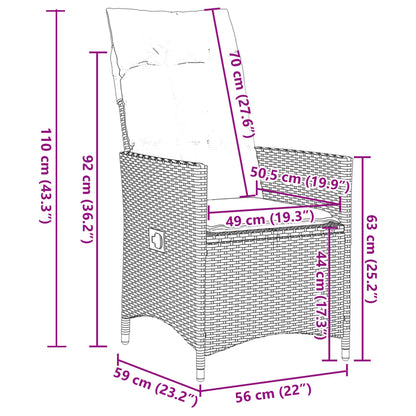 11-tlg. Garten-Bistro-Set mit Kissen Schwarz Poly Rattan - Pazzar.ch