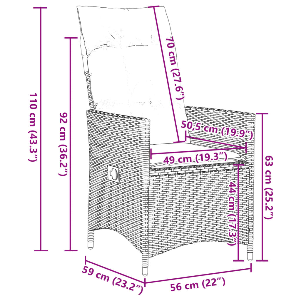 11-tlg. Garten-Bistro-Set mit Kissen Schwarz Poly Rattan - Pazzar.ch