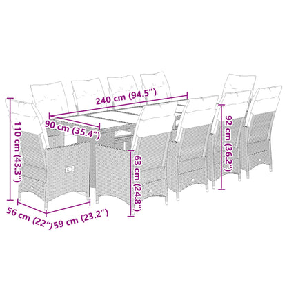 11-tlg. Garten-Bistro-Set mit Kissen Braun Poly Rattan - Pazzar.ch