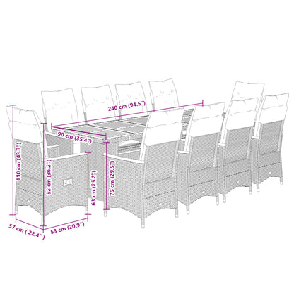 11-tlg. Garten-Bistro-Set mit Kissen Schwarz Poly Rattan - Pazzar.ch