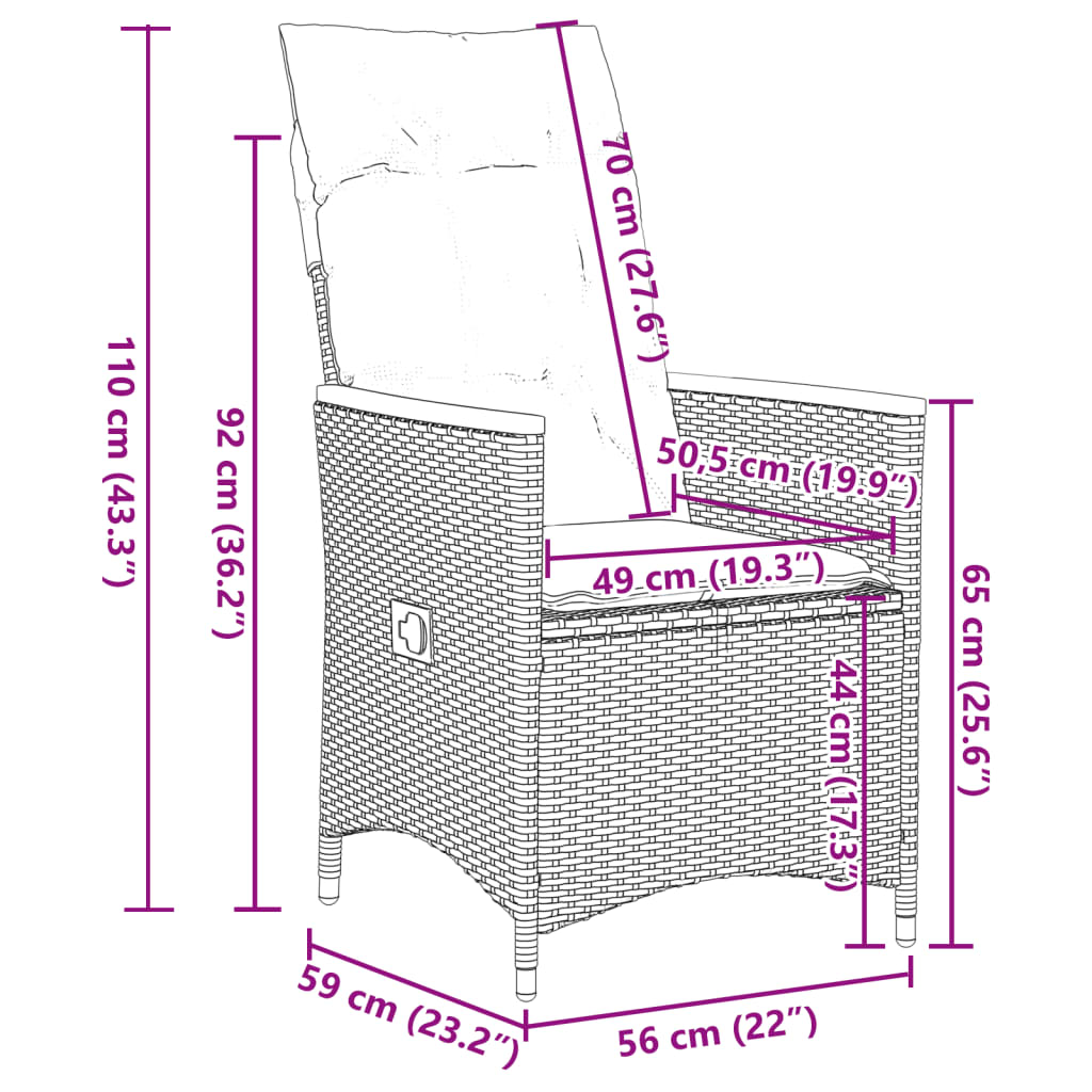 11-tlg. Garten-Bistro-Set mit Kissen Schwarz Poly Rattan - Pazzar.ch