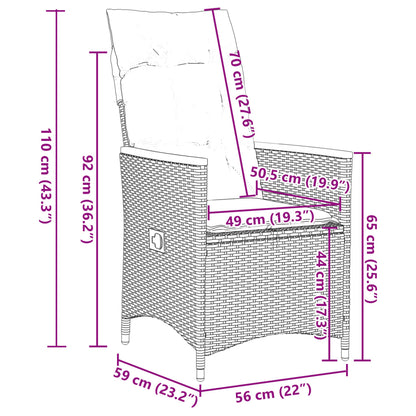 11-tlg. Garten-Bistro-Set mit Kissen Schwarz Poly Rattan - Pazzar.ch