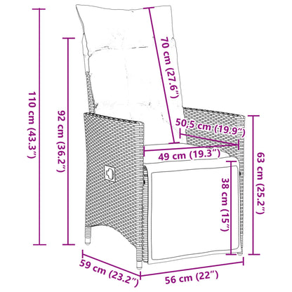 11-tlg. Garten-Bistro-Set mit Kissen Schwarz Poly Rattan - Pazzar.ch