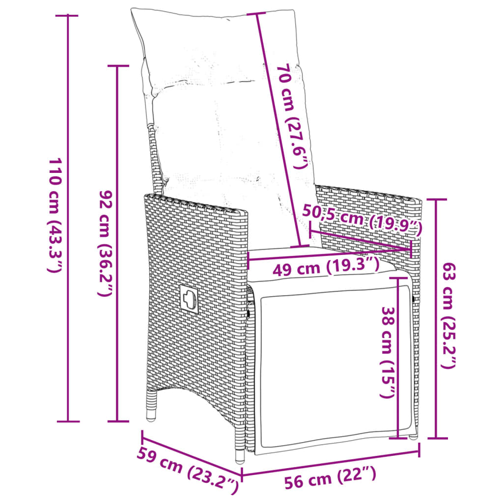 11-tlg. Garten-Bistro-Set mit Kissen Schwarz Poly Rattan - Pazzar.ch