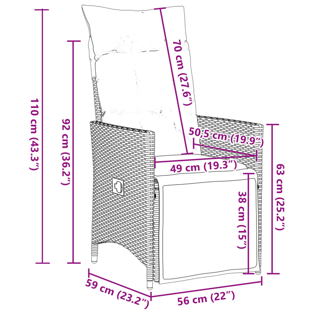 11-tlg. Garten-Bistro-Set mit Kissen Grau Poly Rattan - Pazzar.ch