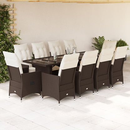 11-tlg. Garten-Bistro-Set mit Kissen Braun Poly Rattan - Pazzar.ch