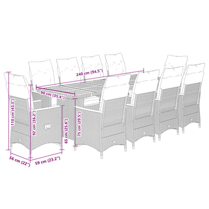 11-tlg. Garten-Bistro-Set mit Kissen Schwarz Poly Rattan - Pazzar.ch