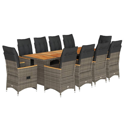 11-tlg. Garten-Bistro-Set mit Kissen Grau Poly Rattan - Pazzar.ch