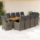 11-tlg. Garten-Bistro-Set mit Kissen Grau Poly Rattan