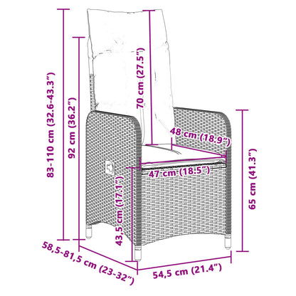 11-tlg. Garten-Bistro-Set mit Kissen Schwarz Poly Rattan - Pazzar.ch