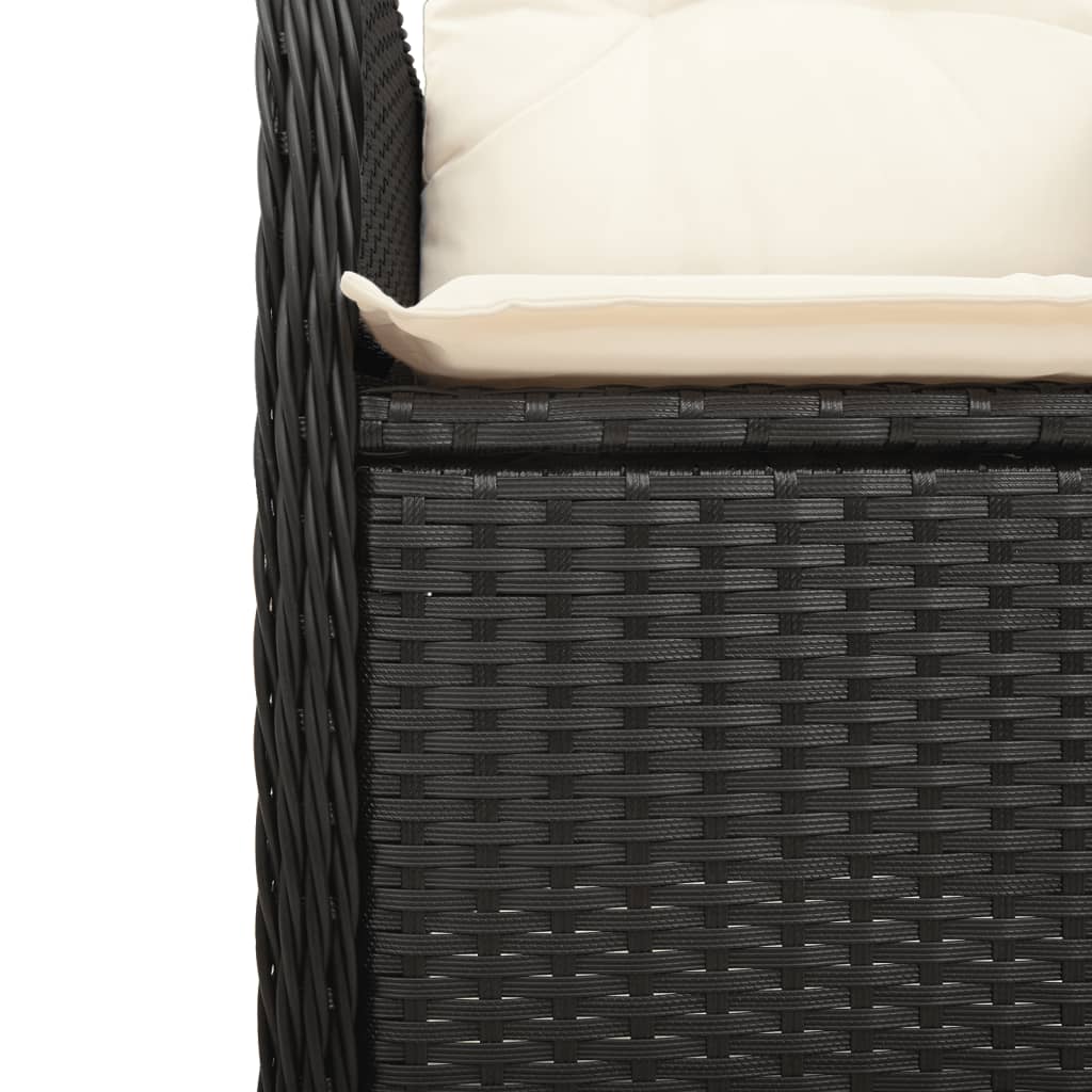 11-tlg. Garten-Bistro-Set mit Kissen Schwarz Poly Rattan - Pazzar.ch