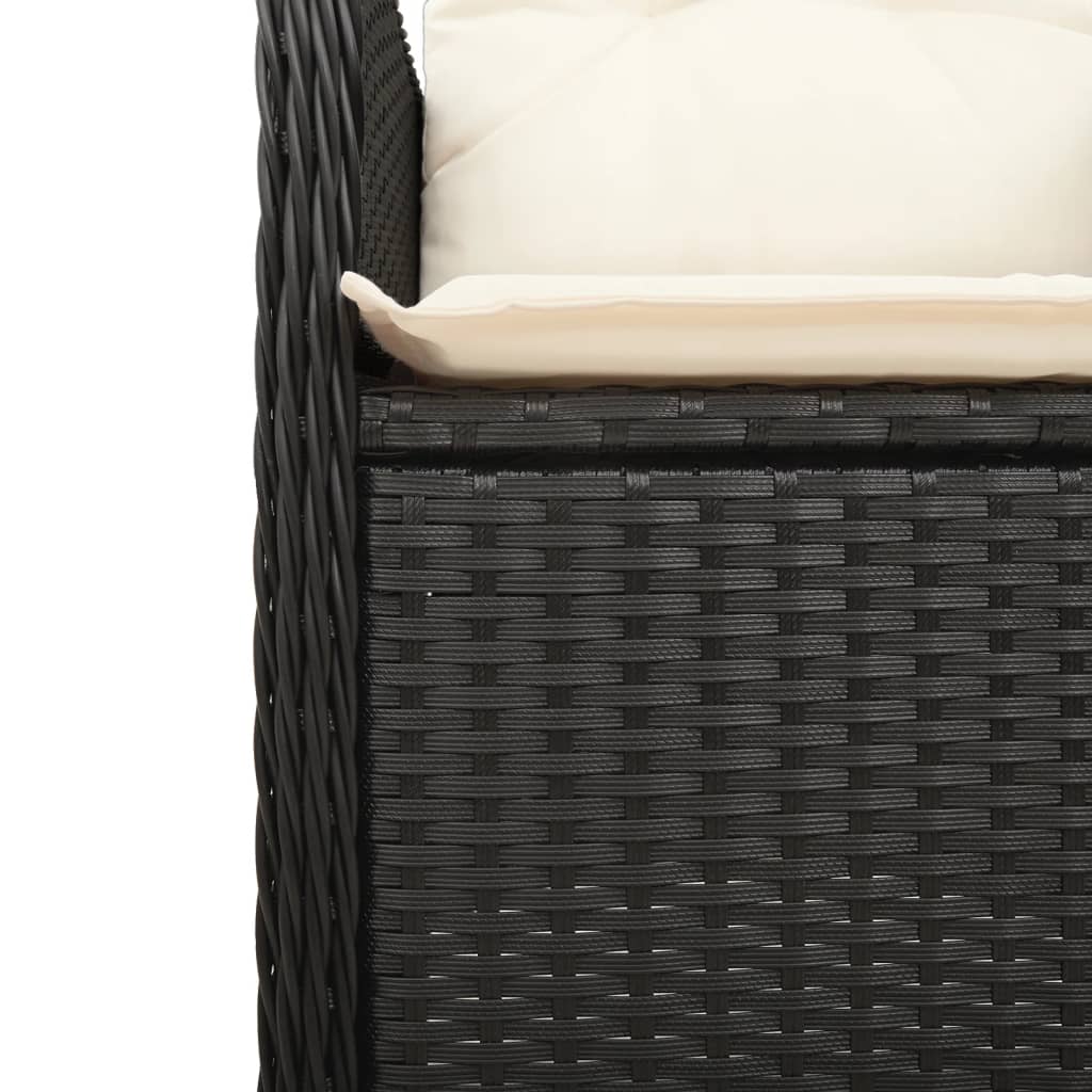 11-tlg. Garten-Bistro-Set mit Kissen Schwarz Poly Rattan - Pazzar.ch