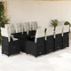 11-tlg. Garten-Bistro-Set mit Kissen Schwarz Poly Rattan