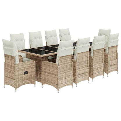 11-tlg. Garten-Bistro-Set mit Kissen Beige Poly Rattan - Pazzar.ch