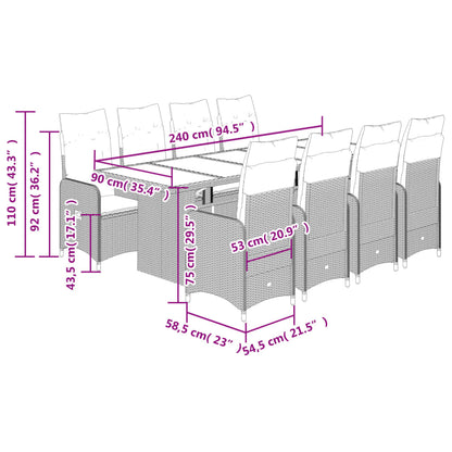 11-tlg. Garten-Bistro-Set mit Kissen Beige Poly Rattan - Pazzar.ch