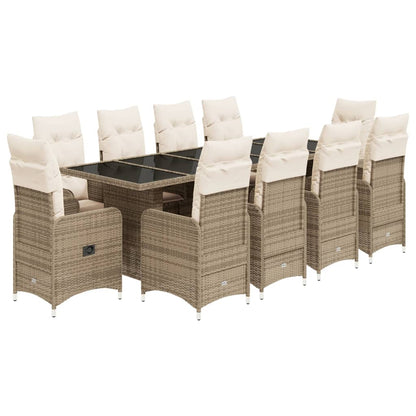 11-tlg. Garten-Bistro-Set mit Kissen Beige Poly Rattan - Pazzar.ch