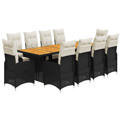 11-tlg. Garten-Bistro-Set mit Kissen Schwarz Poly Rattan - Pazzar.ch