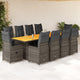 11-tlg. Garten-Bistro-Set mit Kissen Grau Poly Rattan