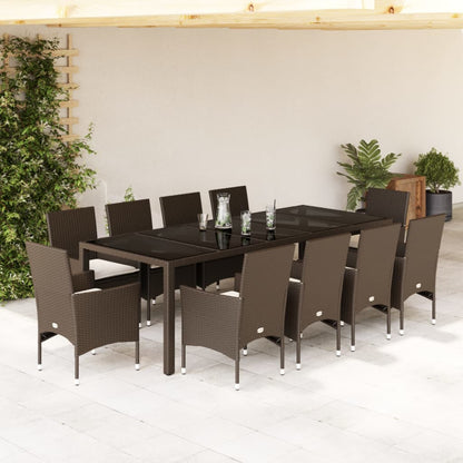 11-tlg. Garten-Essgruppe mit Kissen Braun Poly Rattan Glas - Pazzar.ch