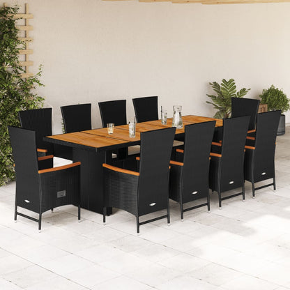 11-tlg. Garten-Essgruppe mit Kissen Schwarz Poly Rattan - Pazzar.ch