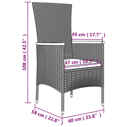 11-tlg. Garten-Essgruppe mit Kissen Schwarz Poly Rattan - Pazzar.ch