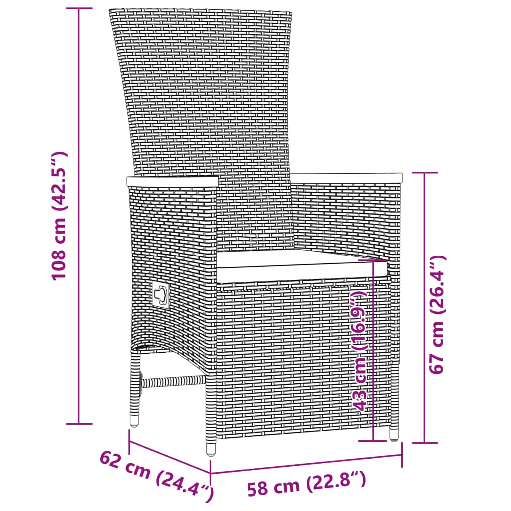 11-tlg. Garten-Essgruppe mit Kissen Schwarz Poly Rattan - Pazzar.ch