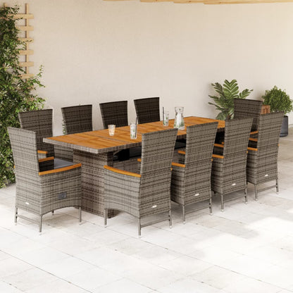 11-tlg. Garten-Essgruppe mit Kissen Grau Poly Rattan - Pazzar.ch