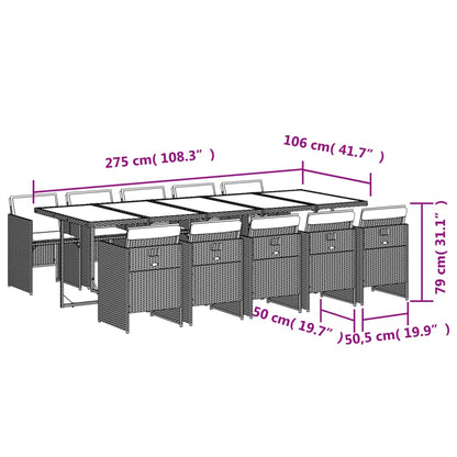 11-tlg. Garten-Essgruppe mit Kissen Grau Poly Rattan - Pazzar.ch