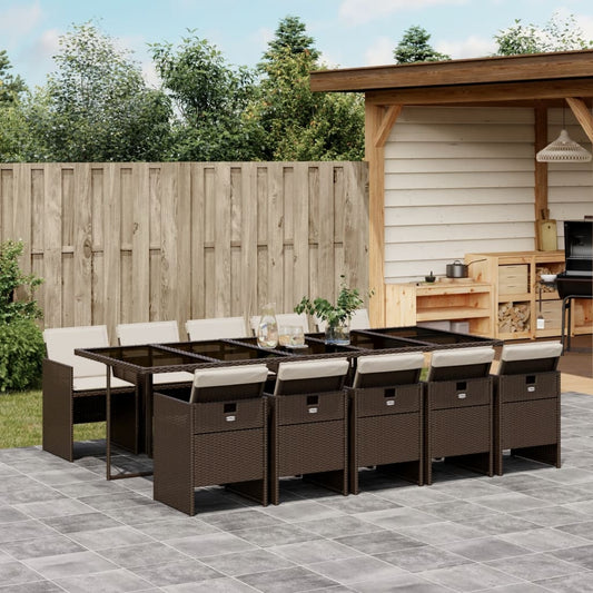 11-tlg. Garten-Essgruppe mit Kissen Braun Poly Rattan - Pazzar.ch