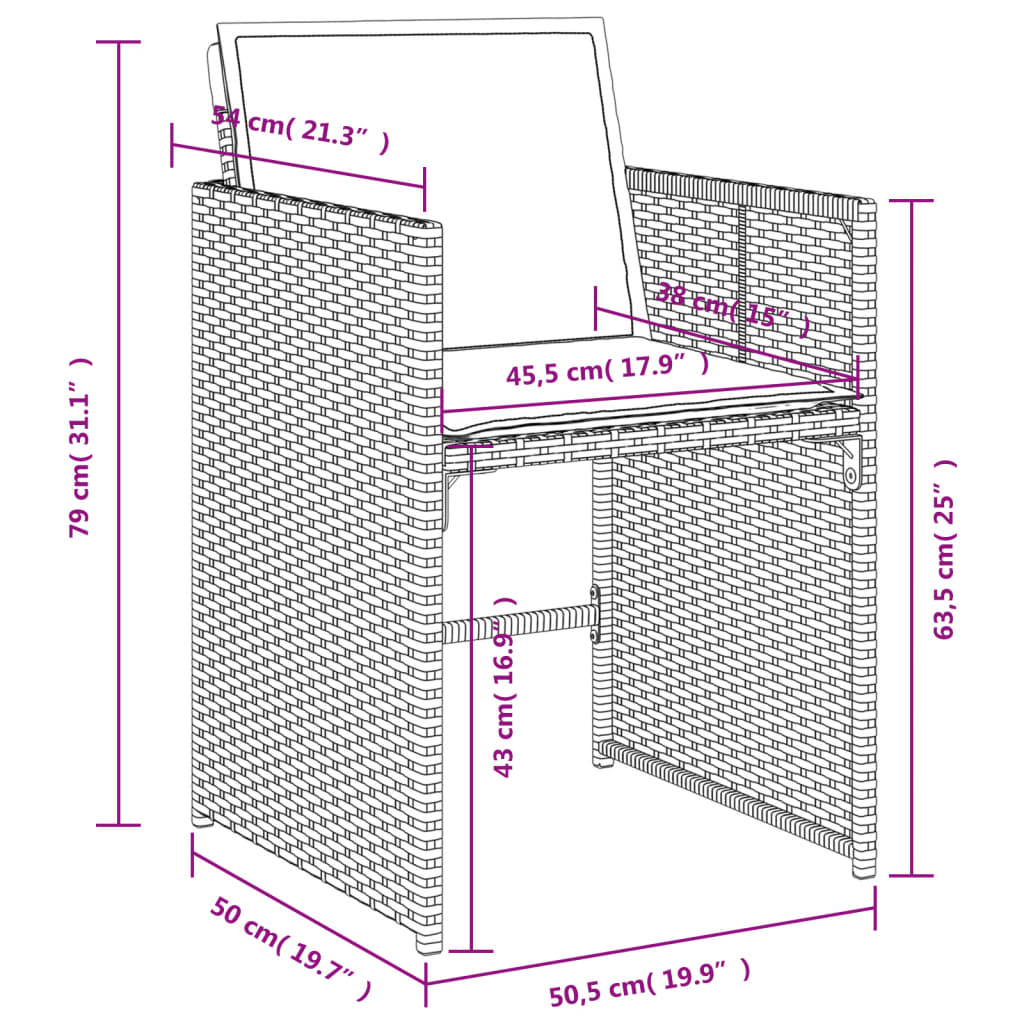 11-tlg. Garten-Essgruppe mit Kissen Schwarz Poly Rattan - Pazzar.ch