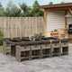 11-tlg. Garten-Essgruppe mit Kissen Grau Poly Rattan