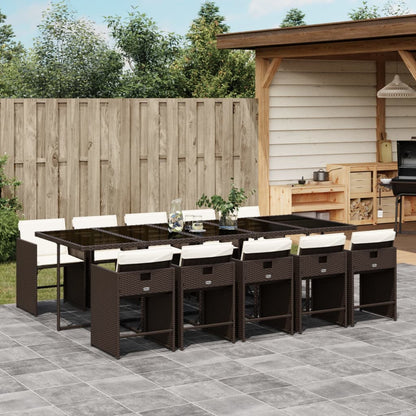 11-tlg. Garten-Essgruppe mit Kissen Braun Poly Rattan - Pazzar.ch