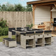 11-tlg. Garten-Essgruppe mit Kissen Hellgrau Poly Rattan