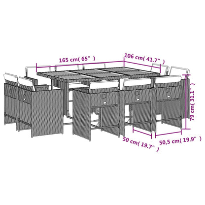 11-tlg. Garten-Essgruppe mit Kissen Grau Poly Rattan - Pazzar.ch