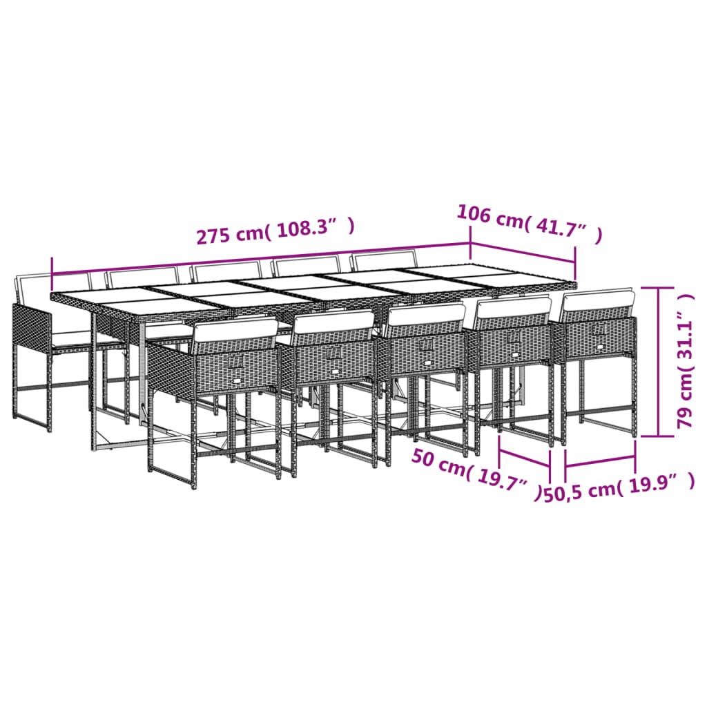 11-tlg. Garten-Essgruppe mit Kissen Schwarz Poly Rattan - Pazzar.ch