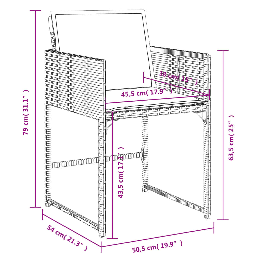 11-tlg. Garten-Essgruppe mit Kissen Schwarz Poly Rattan - Pazzar.ch