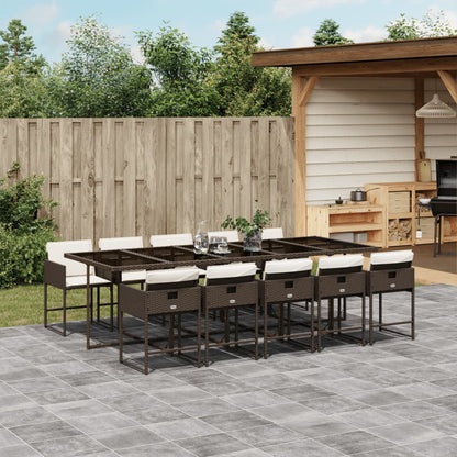 11-tlg. Garten-Essgruppe mit Kissen Braun Poly Rattan - Pazzar.ch