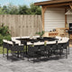 11-tlg. Garten-Essgruppe mit Kissen Schwarz Poly Rattan