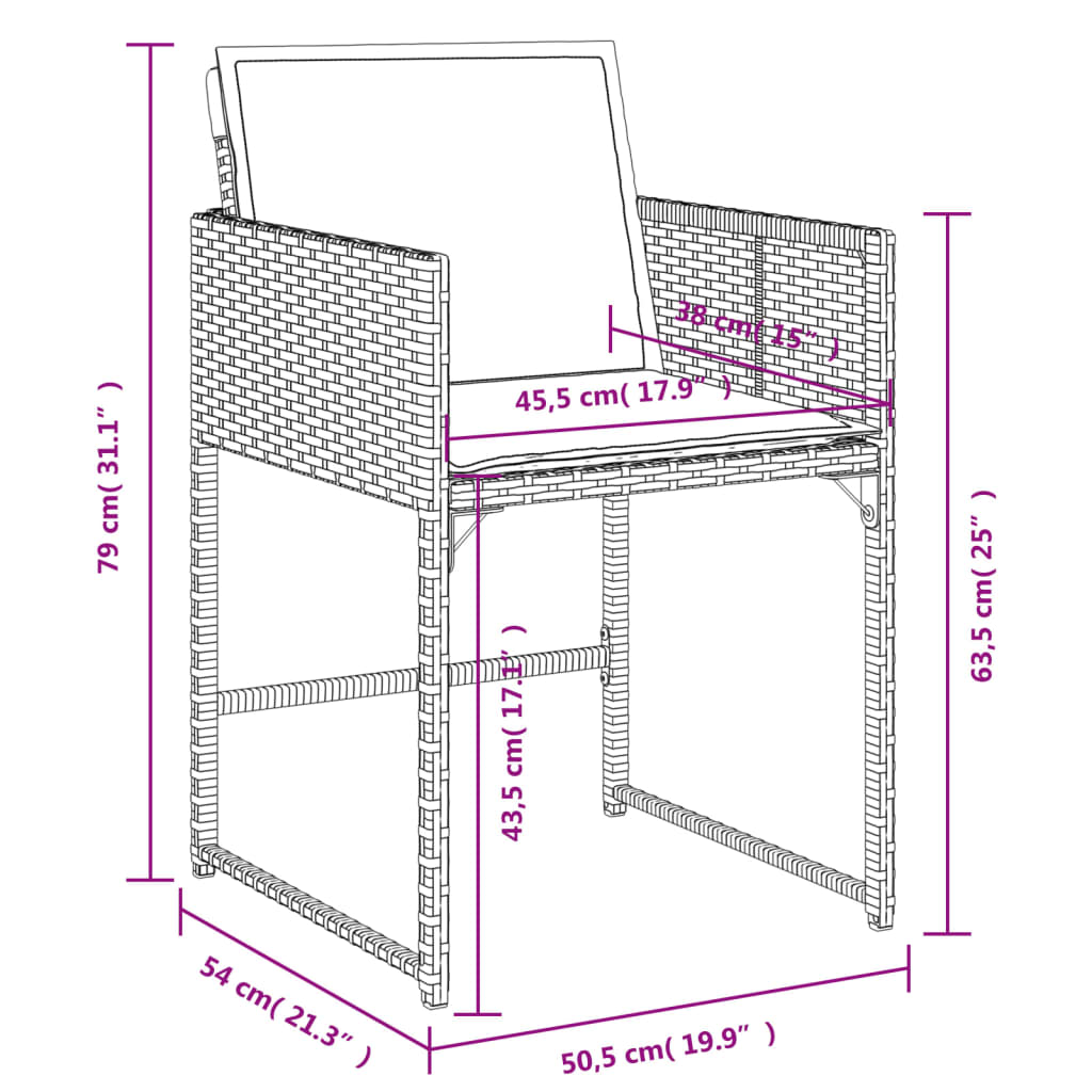 11-tlg. Garten-Essgruppe mit Kissen Schwarz Poly Rattan - Pazzar.ch