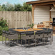 11-tlg. Garten-Essgruppe mit Kissen Grau Poly Rattan