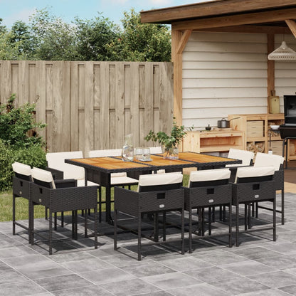 11-tlg. Garten-Essgruppe mit Kissen Schwarz Poly Rattan - Pazzar.ch